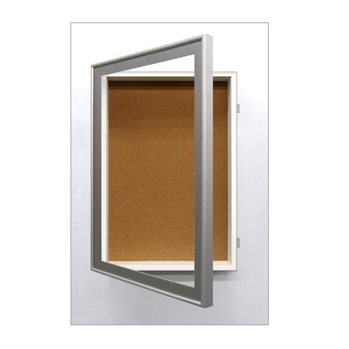 SwingFrame Designer Metal Framed 3" Deep Shadow Box + Cork Board in 10+ Cabinet Sizes