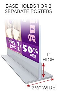 T Mount Floor and CounterTop Base Display 17" Wide | Solid Steel Stand Holds 1 or 2 Rigid Poster Boards
