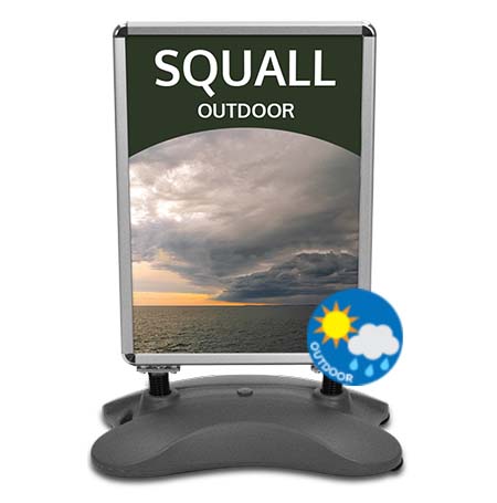 "Squall" Outdoor Sidewalk Sign with Weighted Water Base | 23x33 Quick Change Snap Frame 1 or 2-Sided