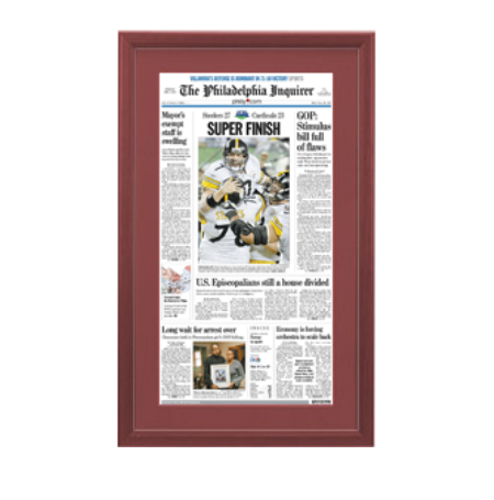 Pittsburgh Steelers Superbowl 43 Newspaper Wood Display Frame