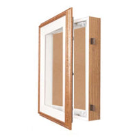 30 x 40 SwingFrame Designer Oak Wood Framed Cork Board Display Case 4" Deep