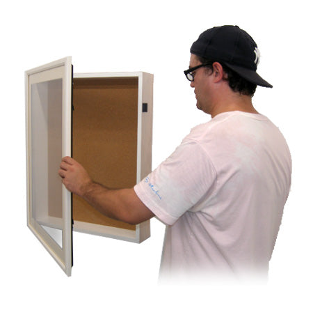 24 x 36 SwingFrame Designer Wood Framed Shadow Box Display Case w Cork Board 4 Inch Deep
