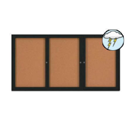 72x30 Enclosed Outdoor Bulletin Boards with Radius Edge (3 DOORS)