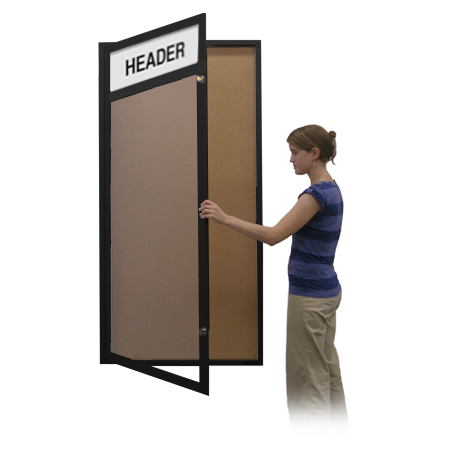 48x96 Extra Large Outdoor Enclosed Bulletin Board Swing Cases with Header (Single Door)