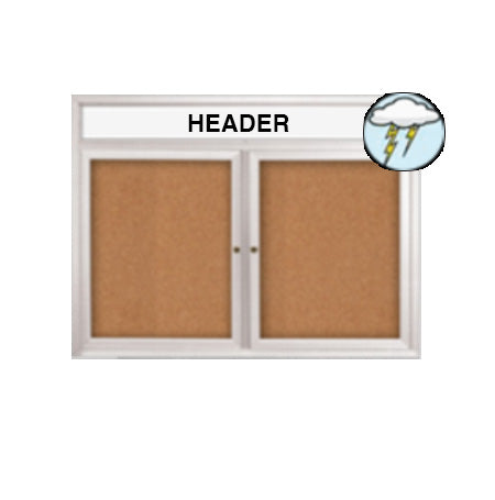 Enclosed Outdoor Bulletin Boards 96 x 36 with Message Header and Radius Edge (2 DOORS)