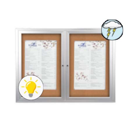 50 x 50 Enclosed Outdoor Bulletin Boards with Lights (2 DOORS)