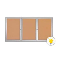Enclosed Indoor Bulletin Boards 96 x 48 with Interior Lighting and Radius Edge (3 DOORS)
