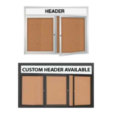 Enclosed Indoor Poster Display Case with Header and Radius Edge (Multiple Doors)