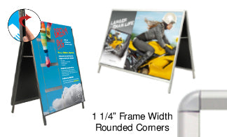 A Frame Sidewalk Signs | 1 1-4 Wide Rounded Corner Snap Frame