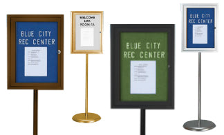 EASY-TACK Enclosed Boards | Single Post Pedestal Floorstand Sign Holders