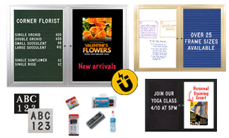 Indoor Enclosed Combo Boards | Magnetic Marker Board & Felt Letter Board