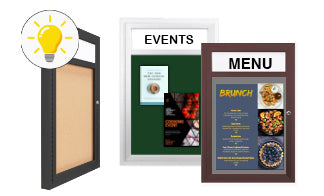 LED Illuminated Outdoor Enclosed Bulletin Cork Boards with Header - Single Door