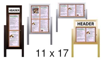 Restaurant Menu Cases and Menu Frames with Legs for 11