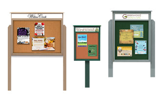 Outdoor Message Centers with Header and Posts - Single Sided | Cork
