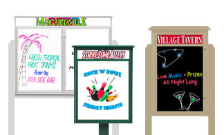 Outdoor Message Centers with Header and Posts - Single Sided | Dry Erase