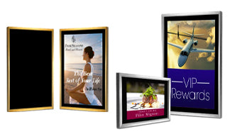 Upscale Restaurants and Hospitality Wall Poster Displays with Velour Backer