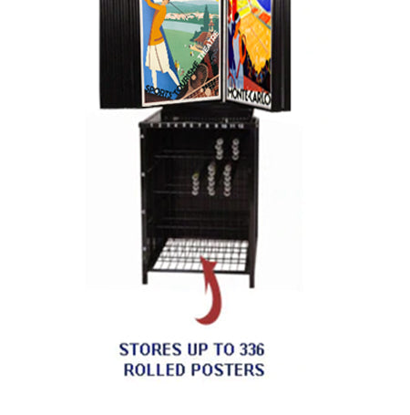 poster aufbewahrung Floor Standing Poster Display Rack 24 Flip Panels + Poster Bin Storage – Displays4Sale