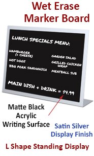 11x17 Countertop Marker Boards | L Shaped Black Board Display