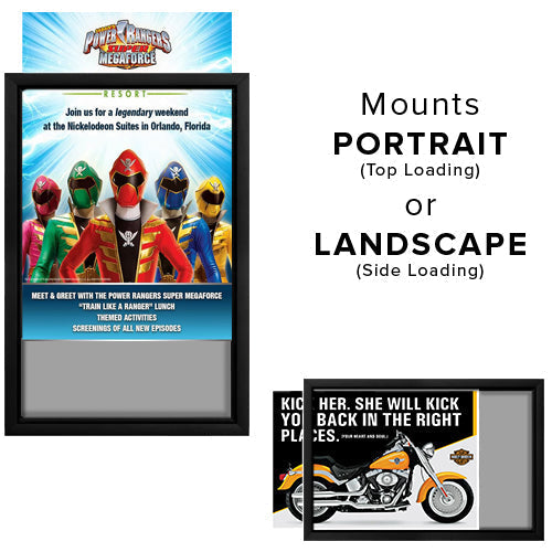 11 x 17 Black Slide-In Frame Wall Mounts in Portrait (for Top Loading) or Landscape Position (for Side Loading)