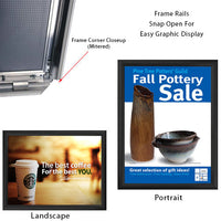 11 x 17 Snap Frame with Mitered Corners Wall Mounts in Portrait or Landscape Position