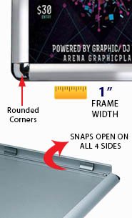 11x17 Wall Snap Frame Poster Sign Holder 1" Rounded Corner | Silver Frame Finish