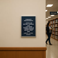 Open Face Changeable Letter Board 11x17 Frame in 6 Vinyl Colors with Silver Trim Aluminum Frame