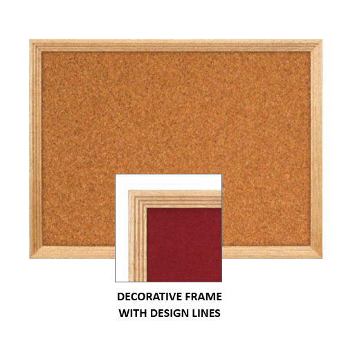 DECORATIVE WOOD FRAMED CORK BULLETIN BOARD 12x84 (SHOWN IN LANDSCAPE)
