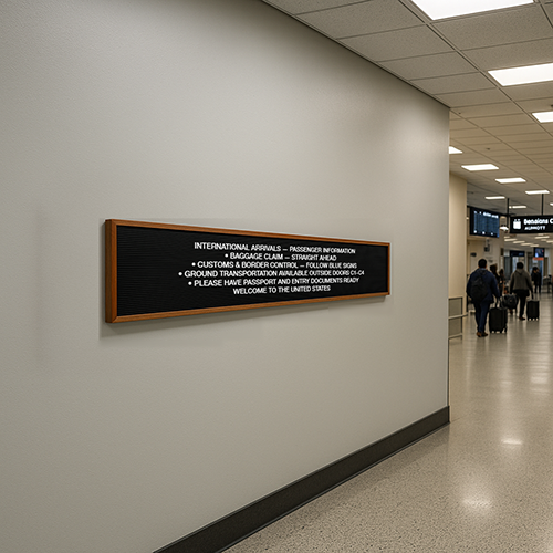 Open Face Vinyl Letter Board 84x12 Wood Frame