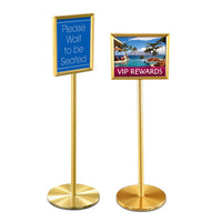 14x22 Deluxe Brass Sign Holder Floorstand Displays (Top Loading Design)