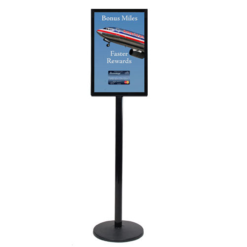 14x22 Poster Stand Sign Holder + Heavy-Duty Steel Post with Quick Top Loading Frame