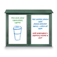 Eco-Design Outdoor Message Center with Magnetic Dry Erase White Board 40x50 Faux Wood Two Door Cabinet