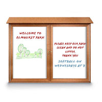 Eco-Design Outdoor Message Center with Magnetic Dry Erase White Board 60x30 Faux Wood Two Door Cabinet