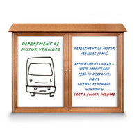 Eco-Design Outdoor Message Center with Magnetic Dry Erase White Board 50x40 Faux Wood Two Door Cabinet