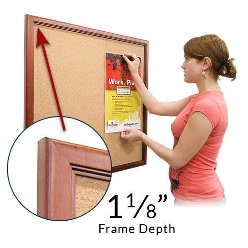 16"x16" Access Cork Board™ #353 Wood Frame Profile with 1 1/8" Overall Frame Depth