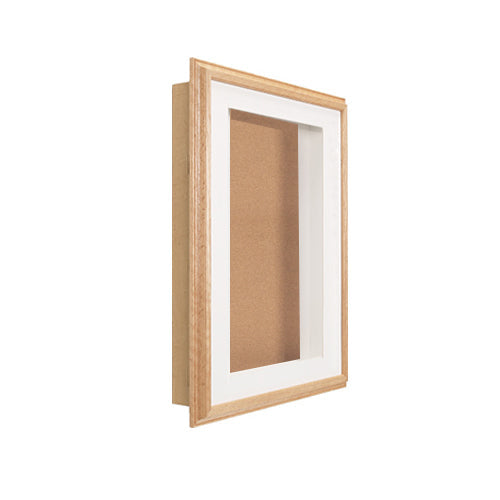 16 x 20 Oak Shadowbox SwingFrames with Cork Board and Interior Lighting (4" Deep)