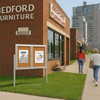 Freestanding 2 Door Outdoor Enclosed Bulletin Board 60x60 with Posts