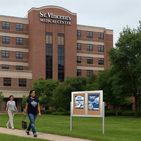 Freestanding 2 Door Outdoor Enclosed Bulletin Board 84x36 with Posts