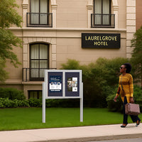 Freestanding 2 Door Outdoor Enclosed Bulletin Board 40x40 with Posts