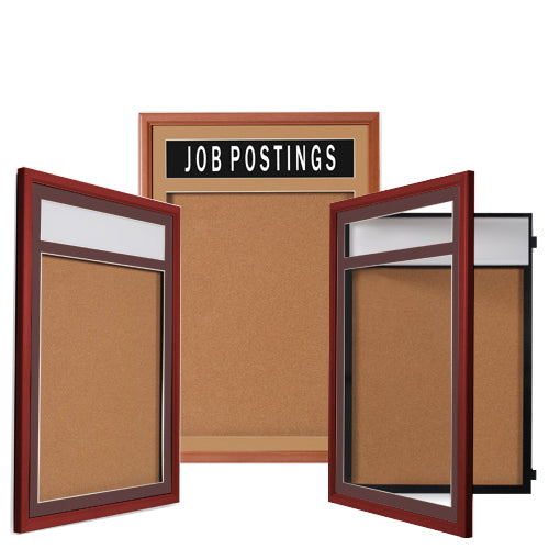 18 x 24 Wood Framed Designer Bulletin Board SwingFrame with Header