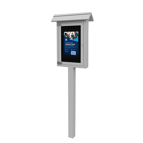 ECO-Design 12x20 Outdoor Freestanding SLENDER Information Message Board on Post, Single-Sided Cabinet Built with Faux Wood