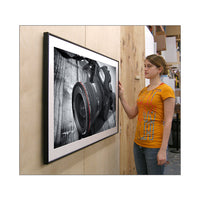 SATIN BLACK FRAME 18" x 24" with DECORATIVE ARCTIC WHITE MAT BORDER