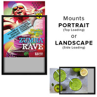 18 x 24 Black Slide-In Frame Wall Mounts in Portrait (for Top Loading) or Landscape Position (for Side Loading)