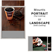 18 x 24 Silver Slide-In Frame Wall Mounts in Portrait (for Top Loading) or Landscape Position (for Side Loading)