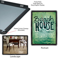 18 x 24 Snap Frame with Rounded Corners can be Wall Mounted in Portrait or Landscape Position