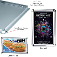 18 x 24 Snap Frame with Rounded Corners can be Wall Mounted in Portrait or Landscape Position