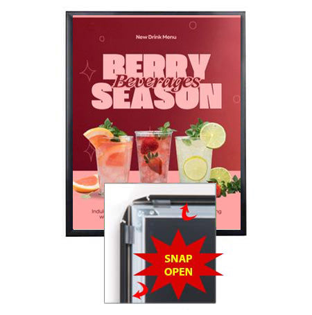 SwingSnap 17x22 Poster Snap Frame with 1 1/4" Mitered Corners Profile | Fast Change, Snap Open Metal Frame