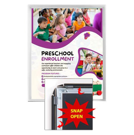 Quick Change 17 x 23 Poster Snap Frame with Mitered 1 1/4"-Wide Aluminum Snap Open Frame Profile in 8 Finishes