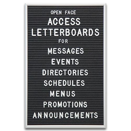 24x30 Access Letterboard | Open Face Framed Black Vinyl Letter Board with Classic Style Metal Frame