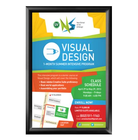 Window Display 11x17 Snap Frame Poster Sign Holder | One or Two-Sided Black Metal Frame Finish