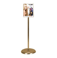 8.5 x 11 Sign Stand | Gold Finish Pedestal Sign Holder with Weighted Base